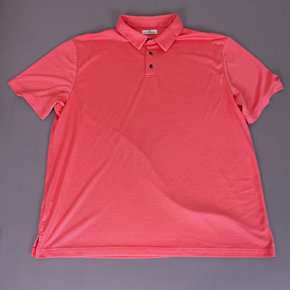 Grand Slam Performance Polo Shirt Mens XXL Pink Coral Short Sleeve Golf **